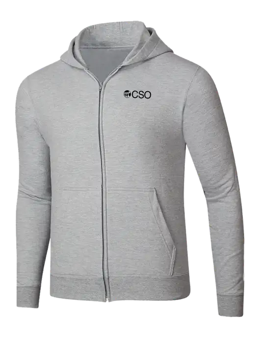 Light Grey Heather 8.5 oz Ring Spun Zip Hooded Sweatshirt w/CSO Logo