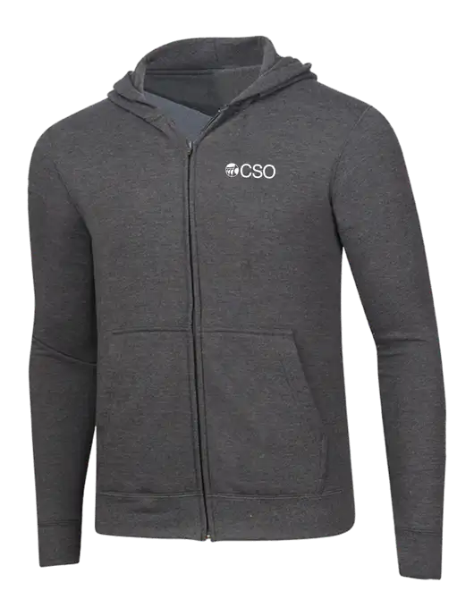 Dark Heather Grey 8.5 oz Ring Spun Zip Hooded Sweatshirt w/CSO Logo