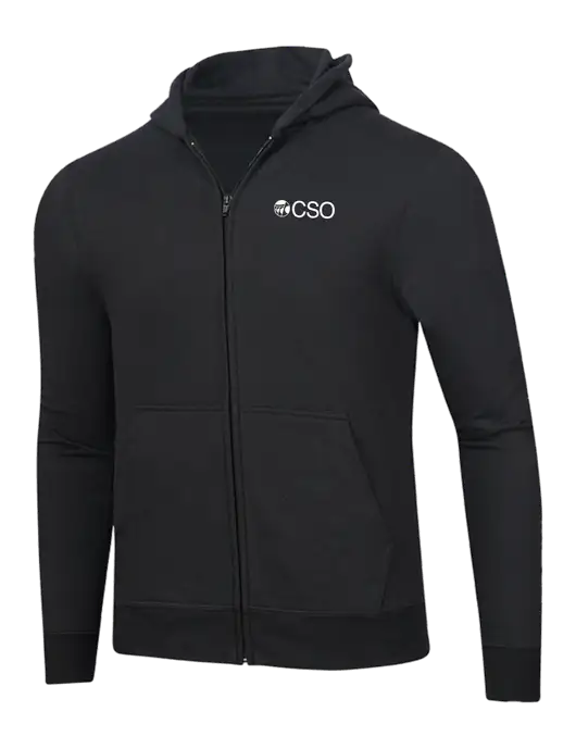 Jet Black 8.5 oz Ring Spun Zip Hooded Sweatshirt w/CSO Logo
