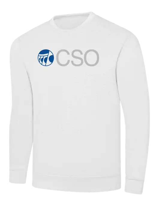 White 7.8 oz Ring Spun Crew Sweatshirt w/CSO Logo