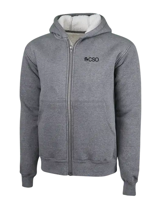 Cornerstone Grey Heather Heavyweight Sherpa Lined Hooded Fleece Jacket w/CSO Logo