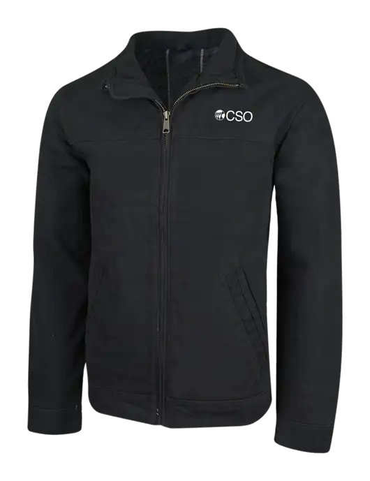 Cornerstone Black Washed Duck Cloth Flannel Lined Work Jacket w/CSO Logo