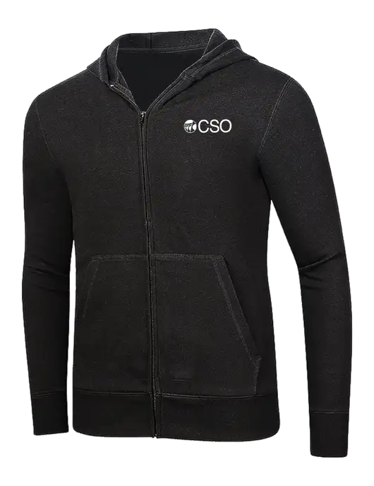 Full-Zip Black Heavyweight Hooded Sweatshirt w/CSO Logo