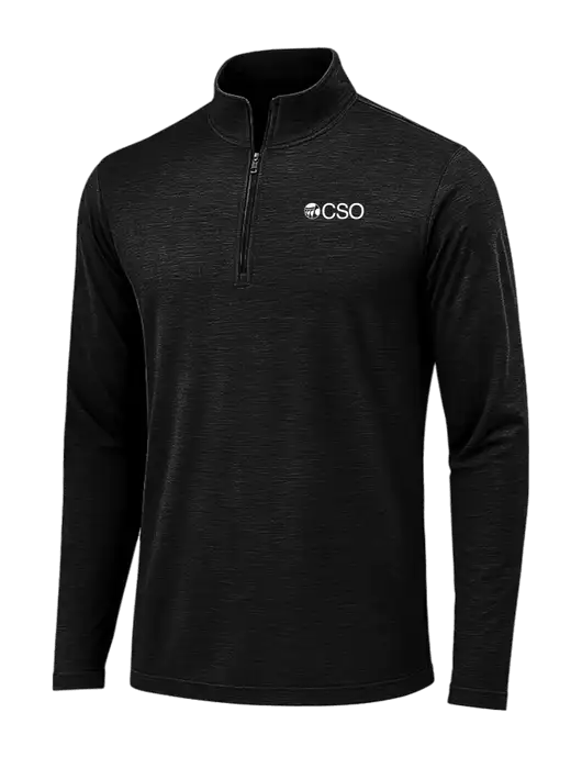 Black Triad Solid Posicharge Tri-Blend Wicking 1/4 Zip Pullover w/CSO Logo
