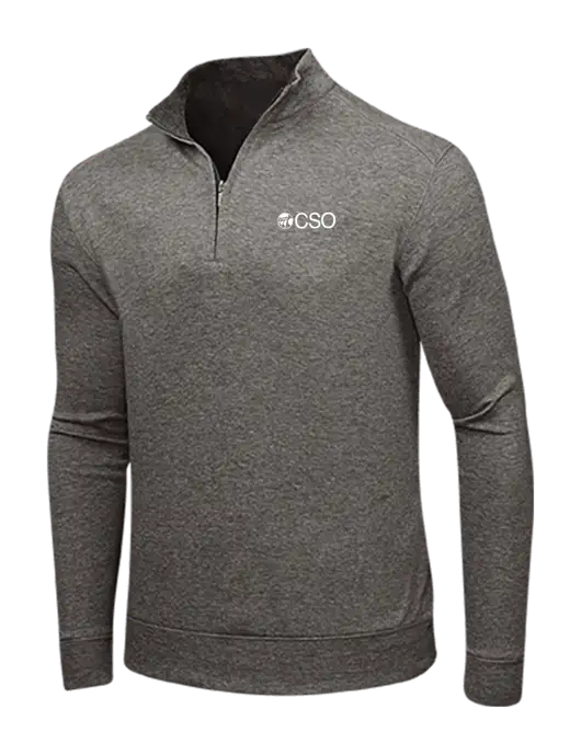 Charcoal Heather/Medium Heather Grey Interlock 1/4 Zip w/CSO Logo