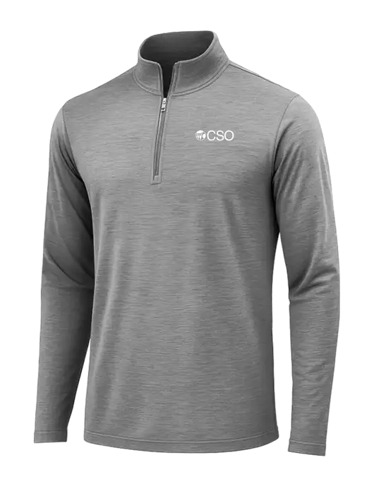 Dark Grey Heather Posicharge Tri-Blend Wicking 1/4 Zip Pullover w/CSO Logo