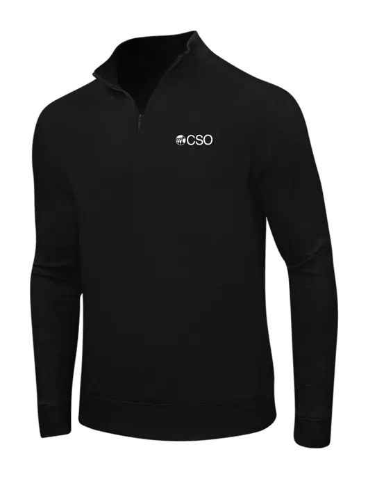 Deep Black/Charcoal Heather Interlock 1/4 Zip w/CSO Logo