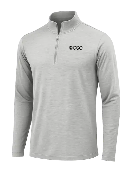 Light Grey Heather Posicharge Tri-Blend Wicking 1/4 Zip Pullover w/CSO Logo