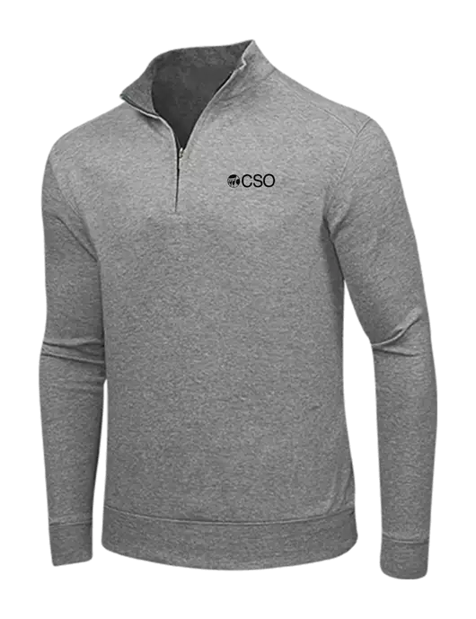 Medium Heather Grey/Charcoal Heather Interlock 1/4 Zip w/CSO Logo