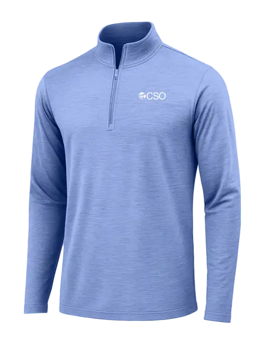 True Royal Heather Posicharge Tri-Blend Wicking 1/4 Zip Pullover w/CSO Logo