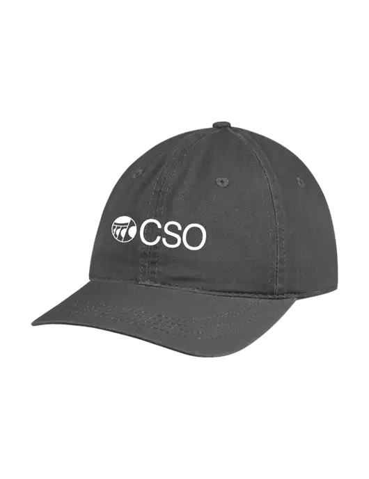 Garment Washed Unstructured Twill Charcoal Cap w/CSO Logo