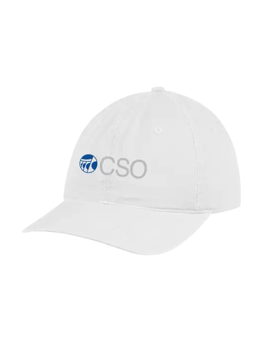 Garment Washed Unstructured Twill White Cap w/CSO Logo