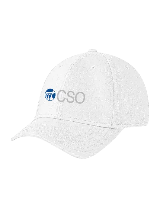 White Structured Soft Snap Closure Hook & Loop Cap w/CSO Logo