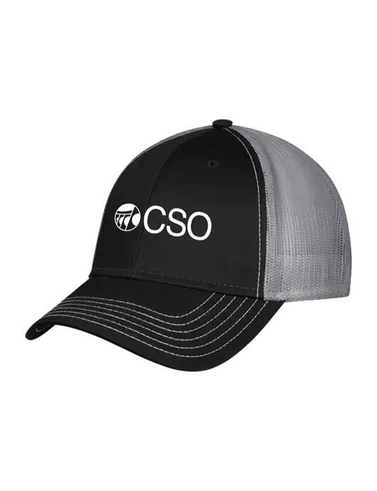 Black/Medium Dark Grey Mesh Trucker Cap Snap Back w/CSO Logo