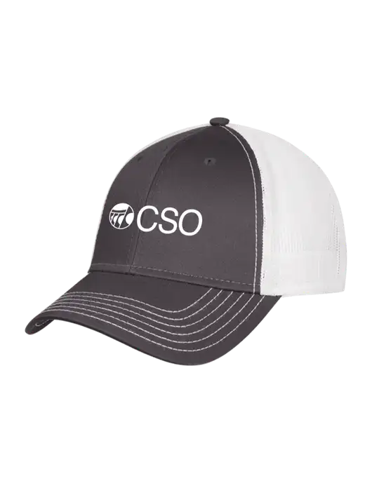 Dark Grey/White Mesh Trucker Cap Snap Back w/CSO Logo