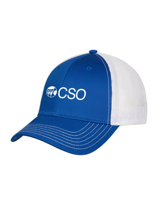 Royal & White Mesh Trucker Cap Snap Back w/CSO Logo