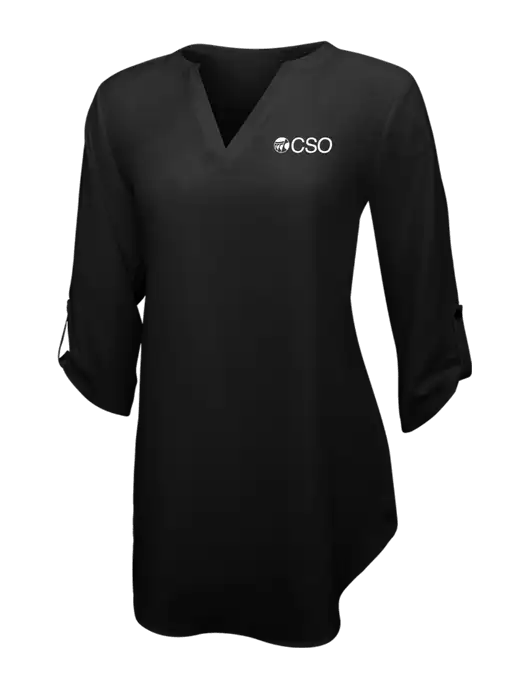 Womens Black 3/4 Sleeve Tunic Blouse w/CSO Logo