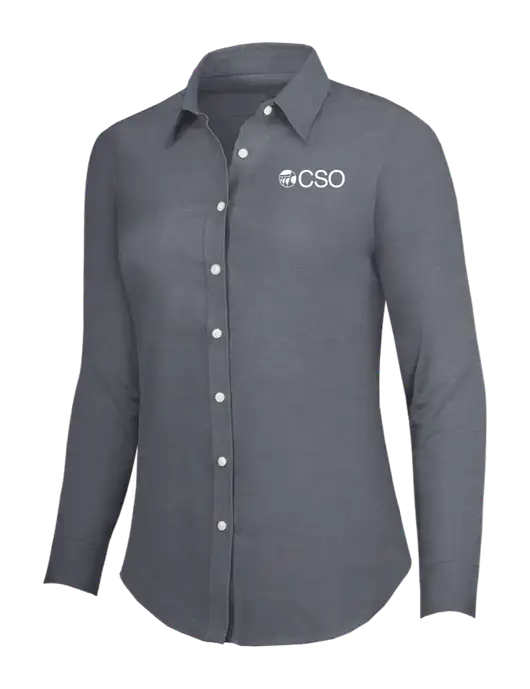 Dark Grey Womens SuperPro Oxford Shirt w/CSO Logo
