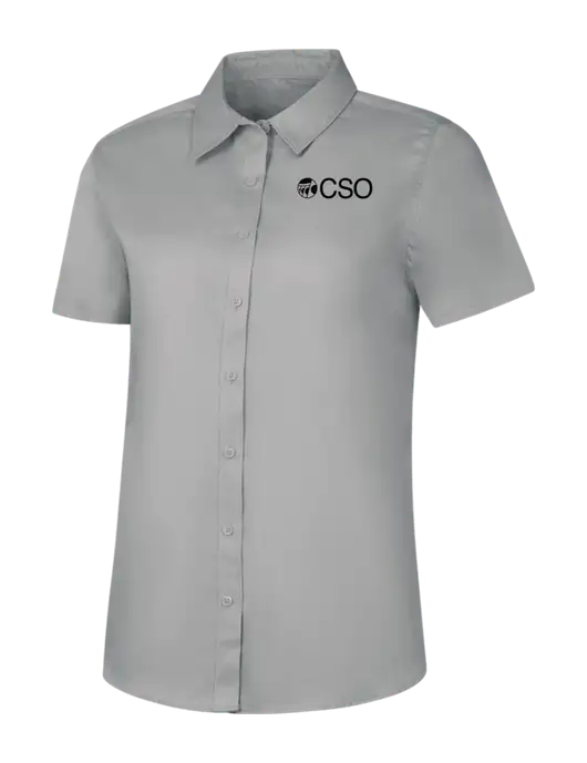Womens Light Grey Short Sleeve Superpro React Twill Shirt w/CSO Logo