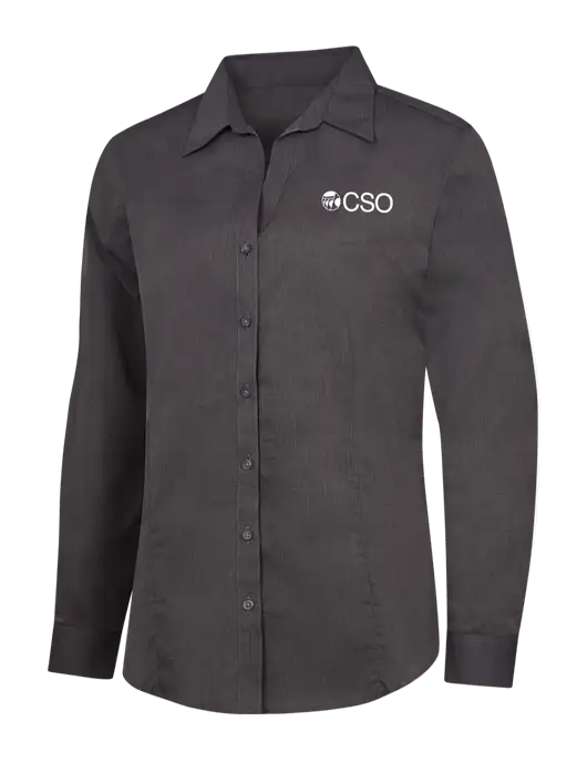 Womens Soft Black Crosshatch Easy Care Shirt w/CSO Logo