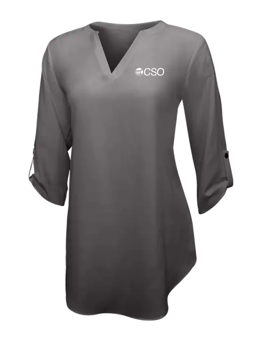 Dark Grey Womens 3/4 Sleeve Tunic Blouse w/CSO Logo