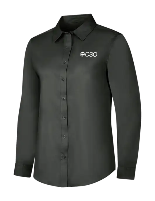 Dark Grey Womens Long Sleeve Superpro React Twill Shirt w/CSO Logo