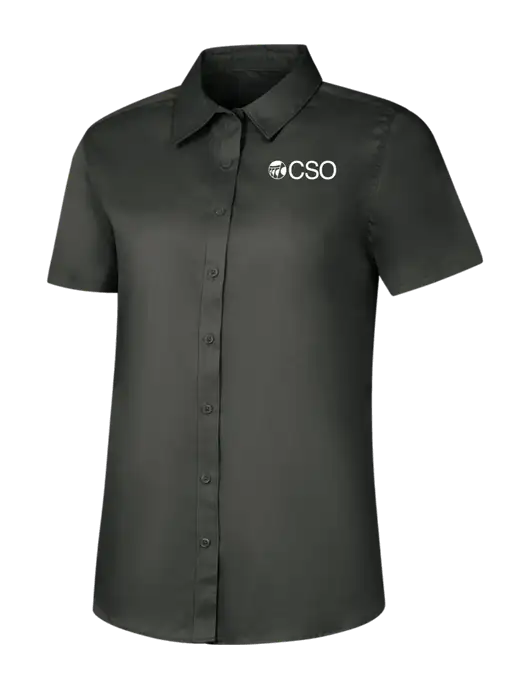 Womens Dark Grey Short Sleeve Superpro React Twill Shirt w/CSO Logo