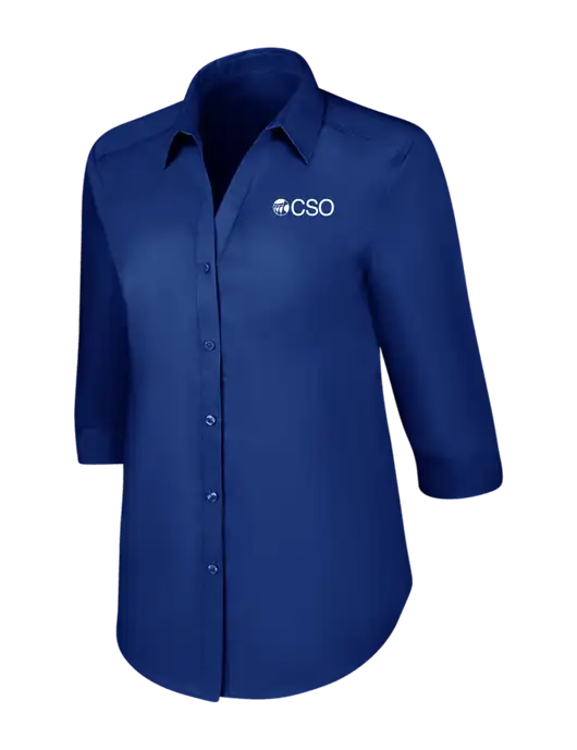 Womens Royal 3/4 Sleeve Carefree Poplin Shirt w/CSO Logo