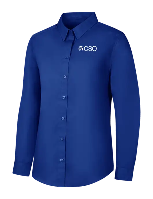 Womens Royal Long Sleeve Carefree Poplin Shirt w/CSO Logo