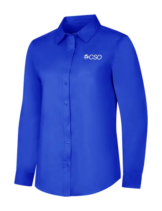 Womens Long Sleeve Dark Royal Superpro React Twill Shirt w/CSO Logo