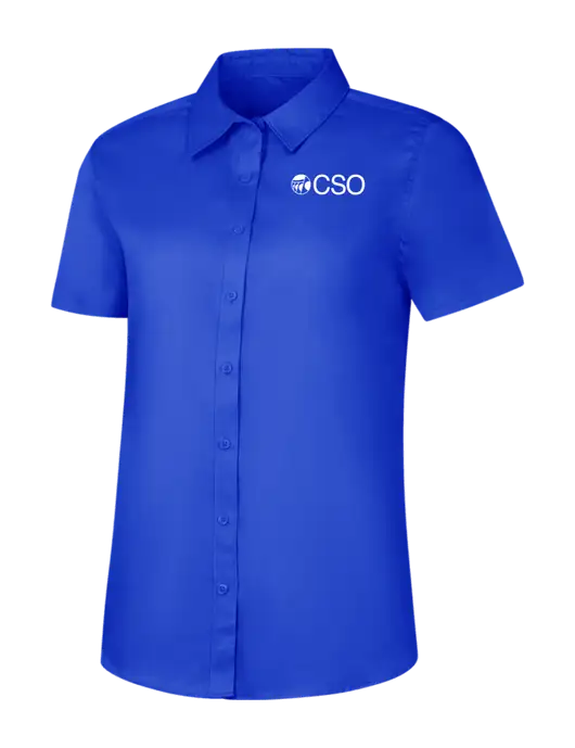 Womens Short Sleeve Dark Royal Superpro React Twill Shirt w/CSO Logo