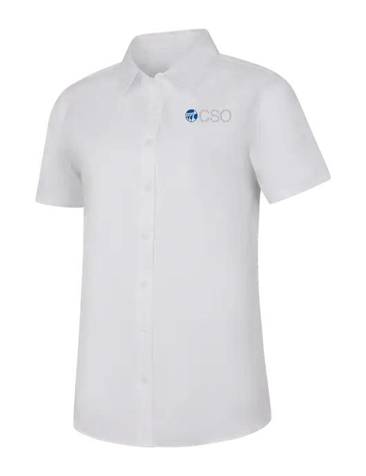 Womens White Short Sleeve Superpro React Twill Shirt w/CSO Logo