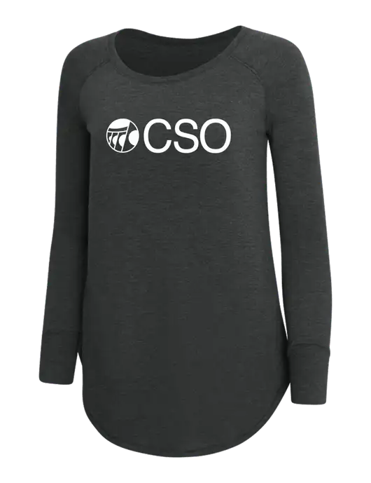 Womens Perfect Wide Collar Tunic Tri-Blend Black Frost 4.5 oz T-Shirt w/CSO Logo