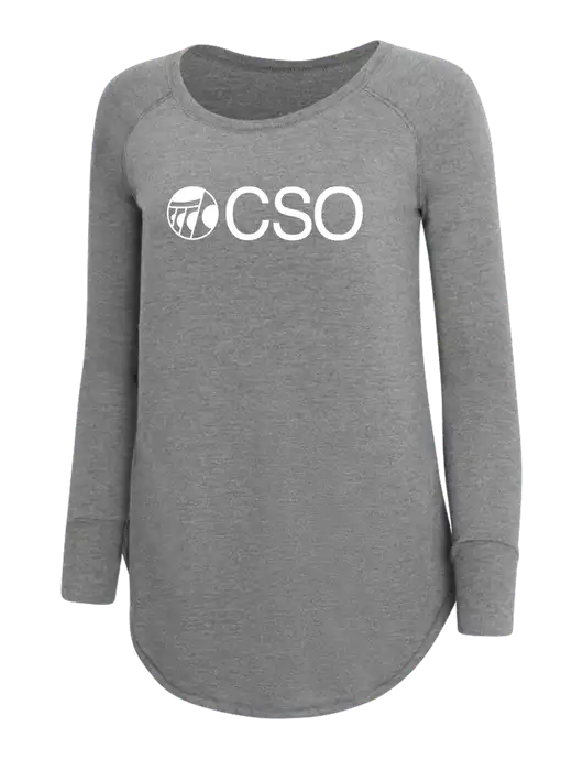 Womens Perfect Wide Collar Tunic Tri-Blend Grey Frost 4.5 oz T-Shirt w/CSO Logo