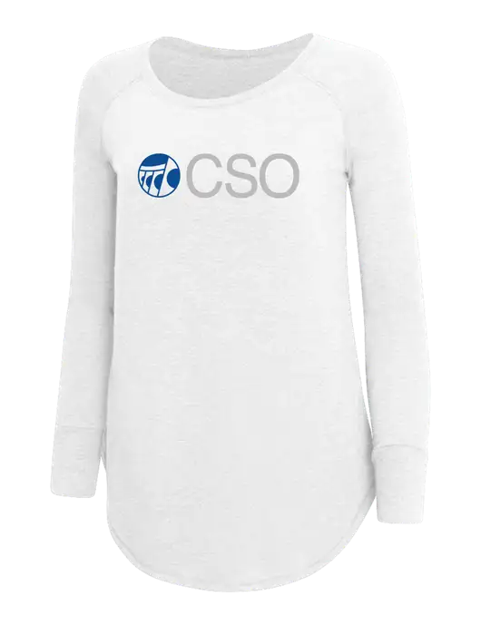Womens Perfect Wide Collar Tunic Tri-Blend White 4.5 oz T-Shirt w/CSO Logo