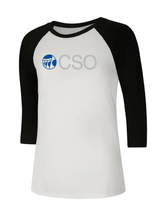 Womens Simply Soft 3/4 Sleeve Black/White Ring Spun Cotton T-Shirt w/CSO Logo