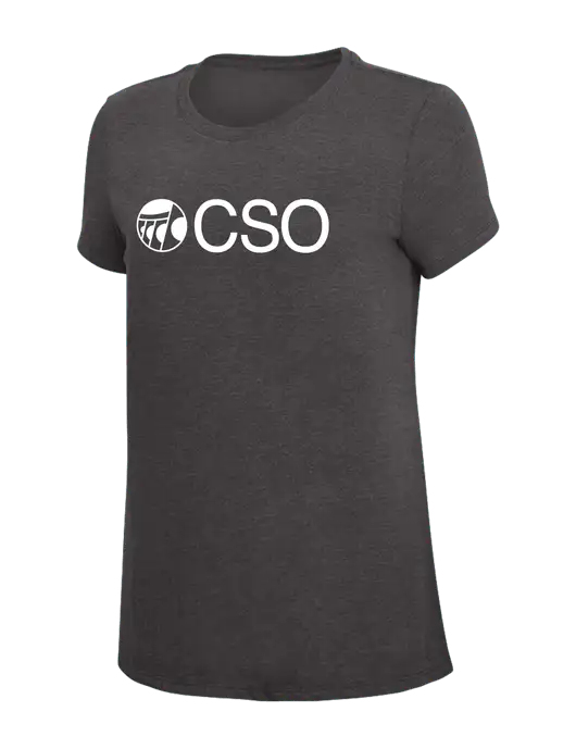Womens Simply Soft Heather Charcoal 4.5oz  Poly/Combed Ring Spun Cotton T-Shirt w/CSO Logo