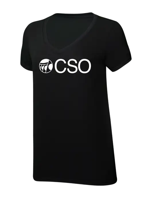 Womens Simply Soft V-Neck Black 4.5oz  Poly/Combed Ring Spun Cotton T-Shirt w/CSO Logo