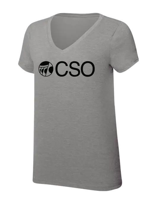 Womens Simply Soft V-Neck Grey Frost 4.5oz  Poly/Combed Ring Spun Cotton T-Shirt w/CSO Logo
