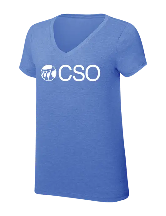 Womens Simply Soft V-Neck Royal Frost 4.5oz  Poly/Combed Ring Spun Cotton T-Shirt w/CSO Logo