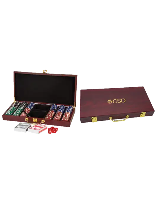 Rosewood Poker Set, 300 Chips w/CSO Logo
