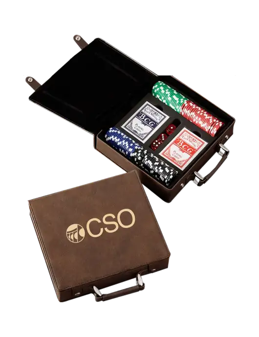 Rustic Leatherette 100 Chip Poker Set w/CSO Logo