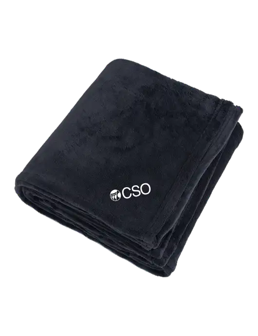 Oversized Deep Black Ultra Plush Blanket w/CSO Logo