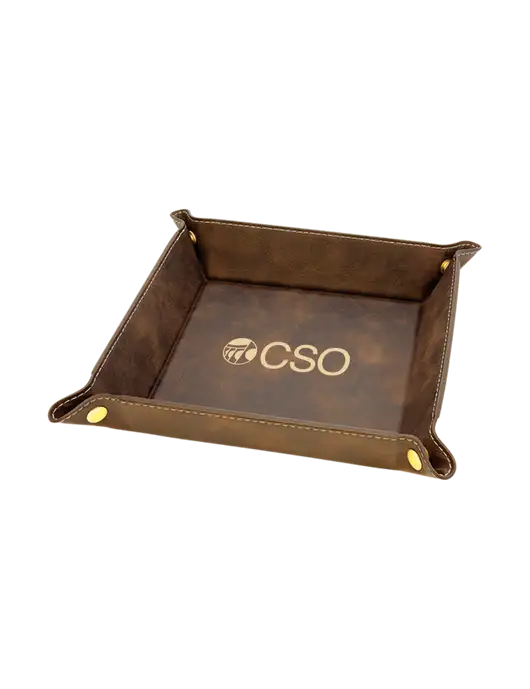 Rustic Leatherette Valet Tray, 6 x 6 w/CSO Logo