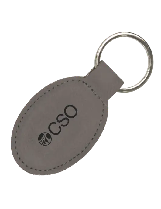 Grey Leatherette Oval Keychain w/CSO Logo