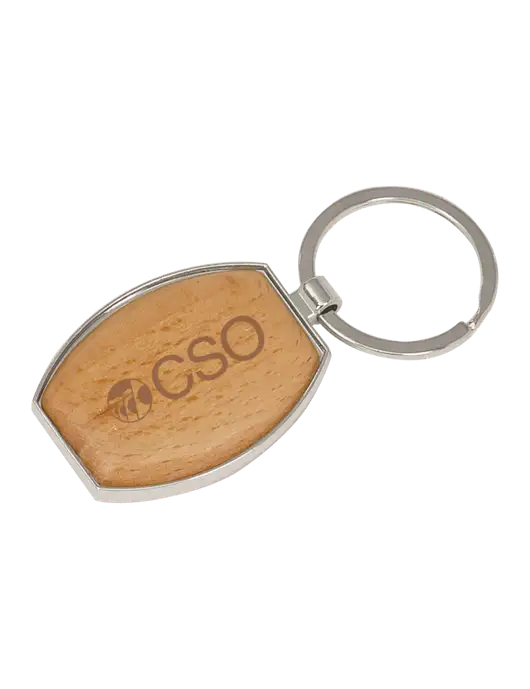 Wood & Silver Oval Keychain w/CSO Logo