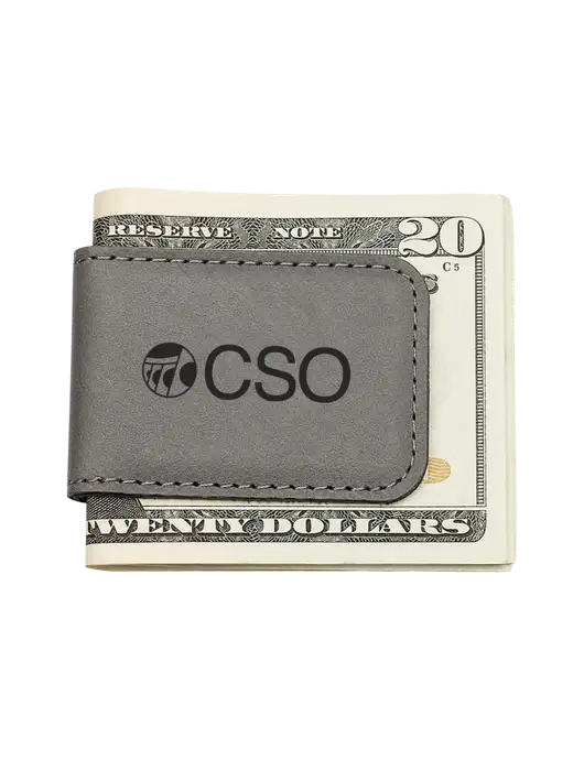 Gray Leatherette Money Clip w/CSO Logo