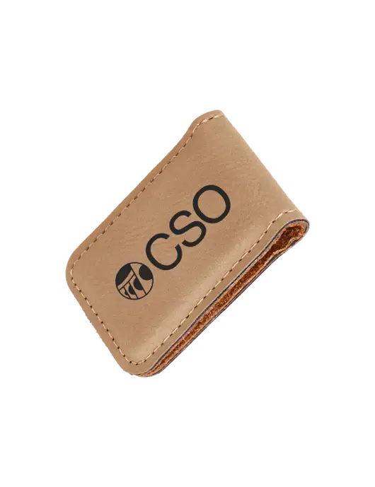 Tan Leatherette Money Clip w/CSO Logo
