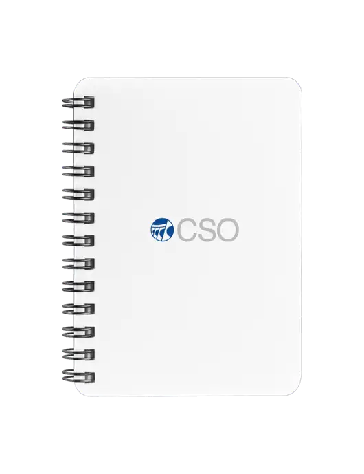 Sturdy White Hardcover Notebook, 5.25 x 7 w/CSO Logo