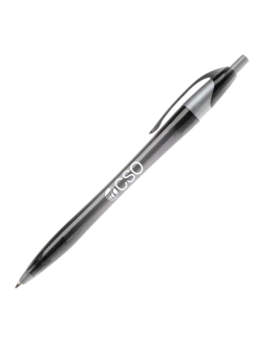 Novella Translucent Black/Silver Jewel Pen - Blue Ink w/CSO Logo